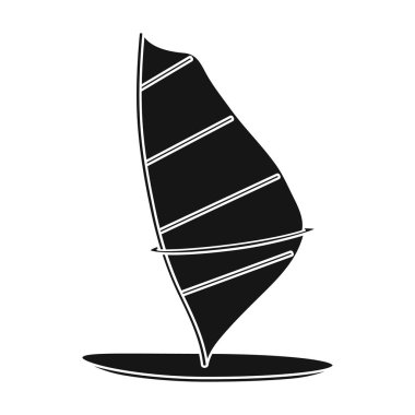 Yönetim Kurulu simge siyah stil beyaz arka plan üzerinde izole içinde windsurf. Sörf sembol stok vektör çizim.