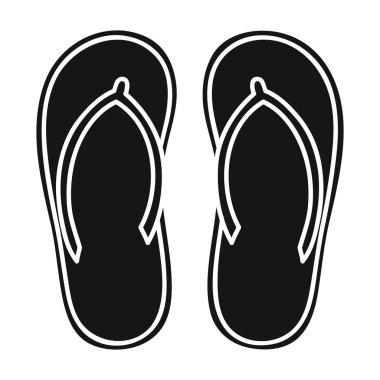 Parmak arası terlik simge siyah stil beyaz arka plan üzerinde izole içinde. Sörf sembol stok vektör çizim.