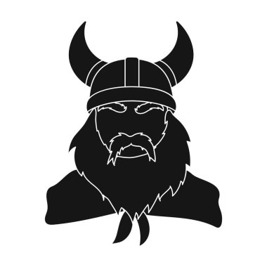 Viking simge siyah stil beyaz arka plan üzerinde izole içinde. Vikingler sembol stok vektör çizim.