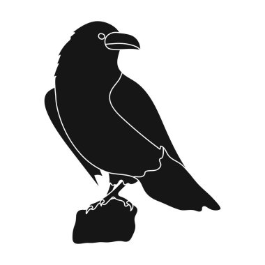 Viking Tanrı simge siyah stil beyaz arka plan üzerinde izole içinde karga. Vikingler sembol stok vektör çizim.