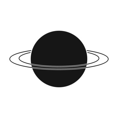 Uranüs simge siyah stil beyaz arka plan üzerinde izole içinde. Gezegenler sembol stok vektör çizim.