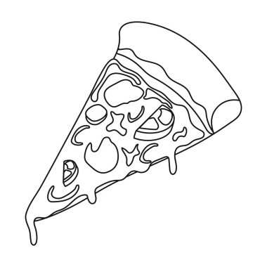 Dilim pizza simgesi beyaz arka plan üzerinde izole anahat tarzı. Pizza ve pizza sembol stok vektör çizim.