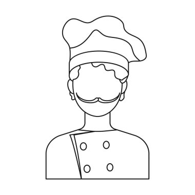 Şef simgesi beyaz arka plan üzerinde izole anahat tarzı. Pizza ve pizza sembol stok vektör çizim.