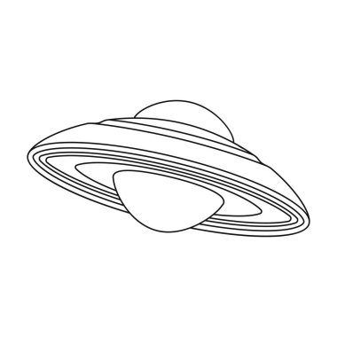 UFO simgesi beyaz arka plan üzerinde izole anahat tarzı. Gezegenler sembol stok vektör çizim.