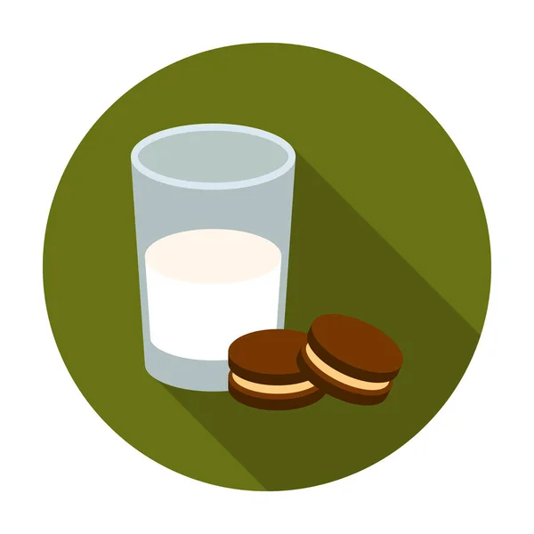 Склянка молока з піктограмою печива в плоскому стилі ізольована на білому тлі. Сон і відпочинок символ запас Векторні ілюстрації . — стоковий вектор