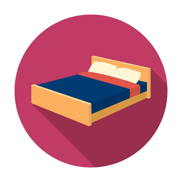 Bed pictogram in vlakke stijl geïsoleerd op een witte achtergrond. Slaap en rust symbool voorraad vectorillustratie. — Stockvector