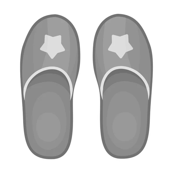 Het pictogram van de slippers in zwart-wit stijl geïsoleerd op een witte achtergrond. Slaap en rust symbool voorraad vectorillustratie. — Stockvector