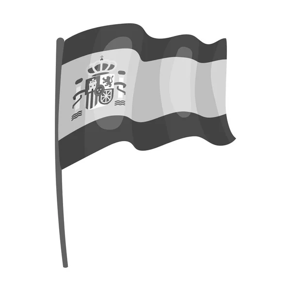 Flagga Spanien ikonen i svartvit stil isolerad på vit bakgrund. Spanien land symbol lager vektorillustration. — Stock vektor