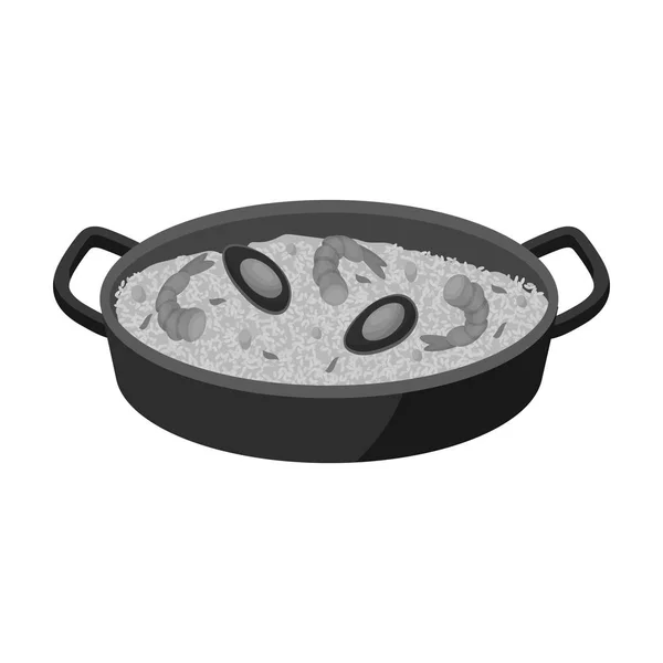 Paella icon in monochrome style isolated on white background. Spain country symbol stock vector illustration. — Stock Vector