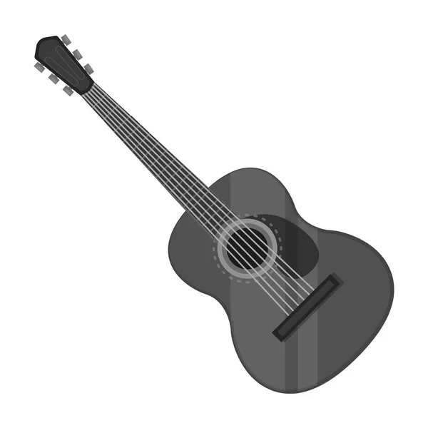 Spanish acoustic guitar icon in monochrome style isolated on white background. Spain country symbol stock vector illustration. — Stock Vector