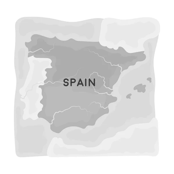 Grondgebied van Spanje pictogram in zwart-wit stijl geïsoleerd op een witte achtergrond. Spanje land symbool voorraad vectorillustratie. — Stockvector