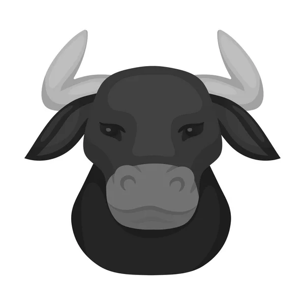 Tête d'icône taureau dans un style monochrome isolé sur fond blanc. Espagne pays symbole illustration vectorielle de stock . — Image vectorielle