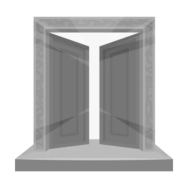 Gerbang ke ikon Valhalla dalam gaya monokrom diisolasi pada latar belakang putih. Ilustrasi vektor stok simbol Viking . - Stok Vektor
