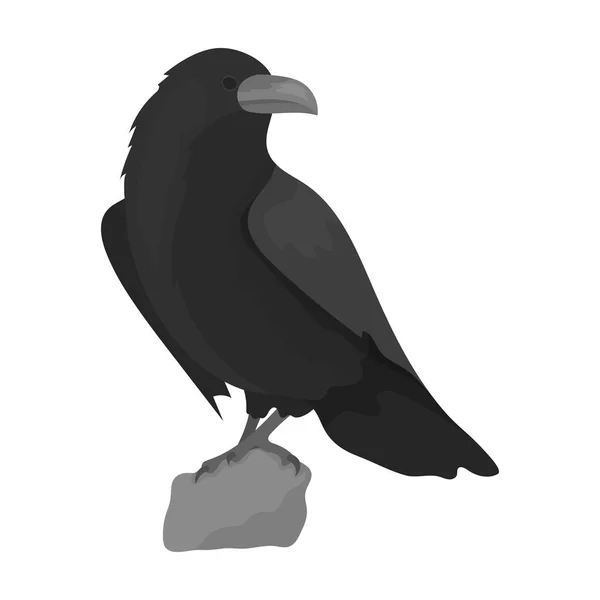 Crow av viking Gud ikonen i svartvit stil isolerad på vit bakgrund. Vikings symbol lager vektorillustration. — Stock vektor