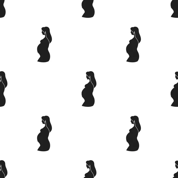 Schwangere Ikone im schwarzen Stil isoliert auf weißem Hintergrund. Schwangerschaft Muster Aktienvektor Illustration. — Stockvektor