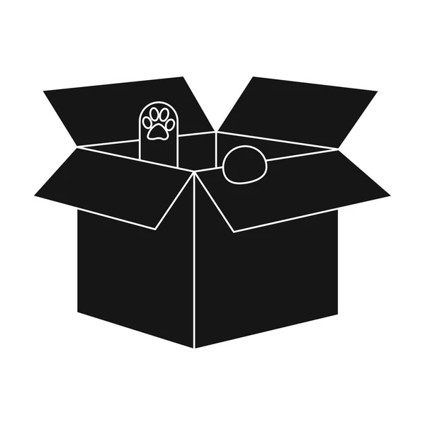 Kot w karton pole ikonę ilustracji wektorowych dla sieci web i mobilnych — Wektor stockowy