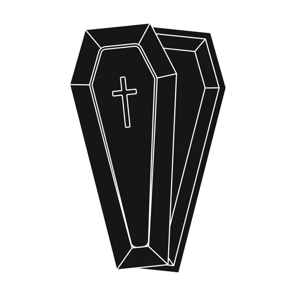 Icono de ataúd en estilo negro aislado sobre fondo blanco. Funeral ceremonia símbolo stock vector ilustración . — Archivo Imágenes Vectoriales