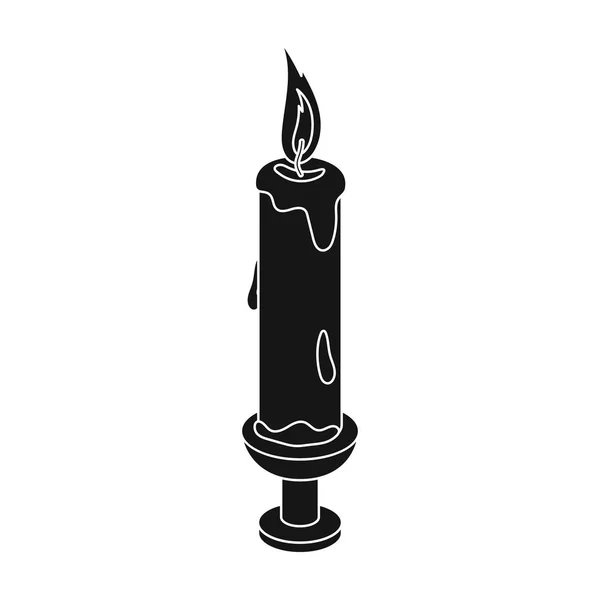 Icono de vela en estilo negro aislado sobre fondo blanco. Funeral ceremonia símbolo stock vector ilustración . — Archivo Imágenes Vectoriales