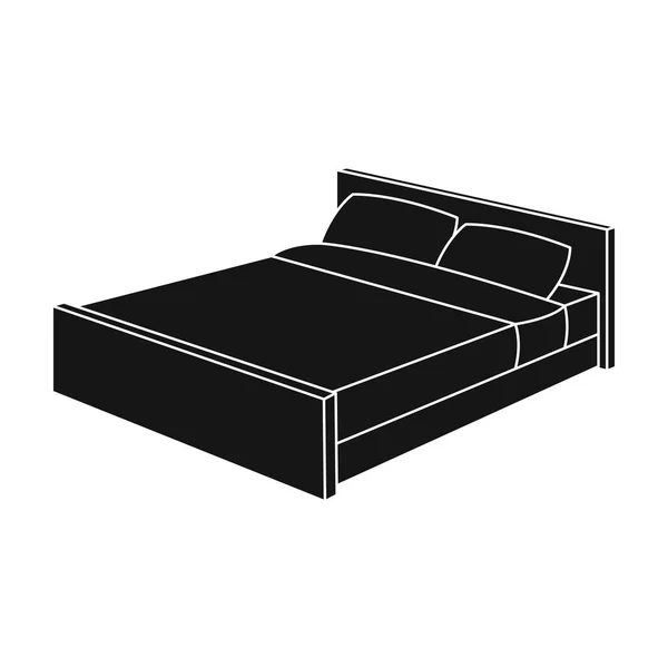 Icône de lit en style noir isolé sur fond blanc. Illustration vectorielle du symbole de sommeil et de repos . — Image vectorielle