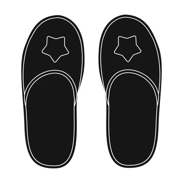 Icono de zapatillas en estilo negro aislado sobre fondo blanco. Sueño y descanso símbolo stock vector ilustración . — Vector de stock