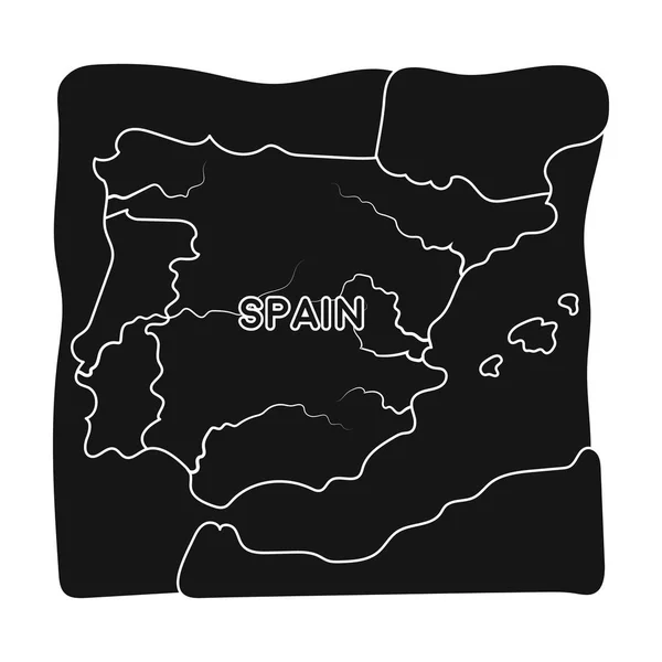 Territorium av Spanien ikonen i svart stil isolerad på vit bakgrund. Spanien land symbol lager vektorillustration. — Stock vektor