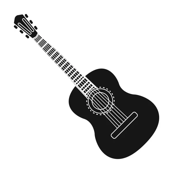 Klasik akustik gitar simge siyah stil beyaz arka plan üzerinde izole içinde. İspanya ülke sembol stok vektör çizim. — Stok Vektör