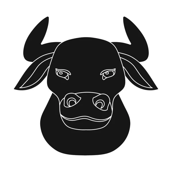 白い背景に分離された黒のスタイルで牛アイコンの頭。スペイン国シンボル株式ベクトル図. — ストックベクタ