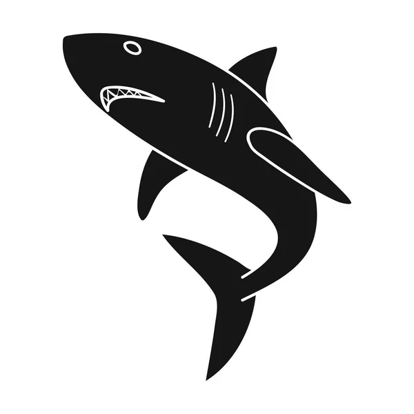 Velký bílý žralok ikona v černém stylu izolovaných na bílém pozadí. Procházení symbol akcií vektorové ilustrace. — Stockový vektor