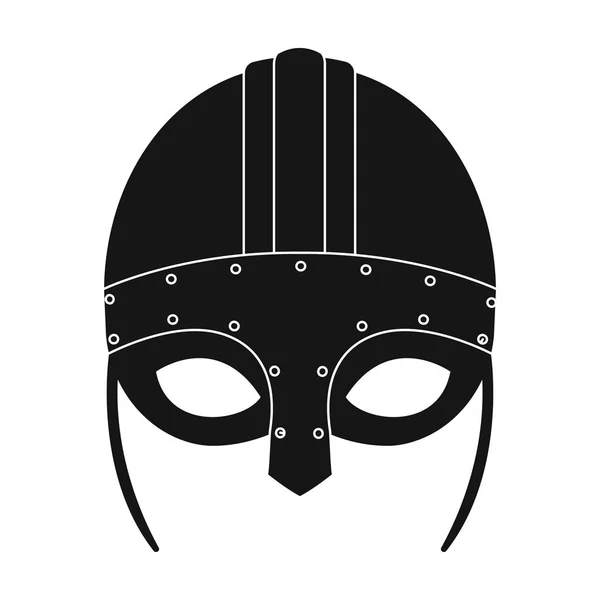 维京头盔中孤立的白色背景上的黑色风格的图标。维京人象征股票矢量图. — 图库矢量图片