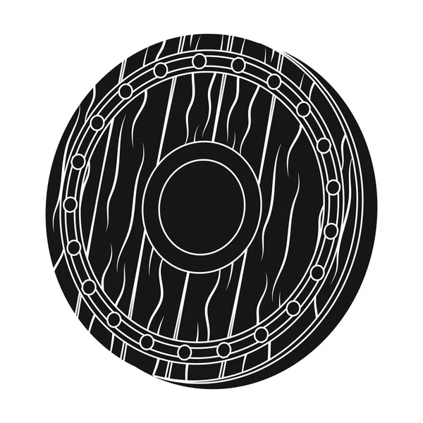 Icona dello scudo vichingo in stile nero isolato su sfondo bianco. Illustrazione vettoriale stock simbolo vichingo . — Vettoriale Stock