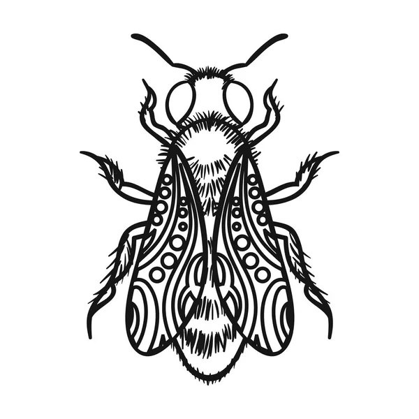 Icona ape in stile contorno isolata su sfondo bianco. Illustrazione vettoriale del simbolo Apairy — Vettoriale Stock