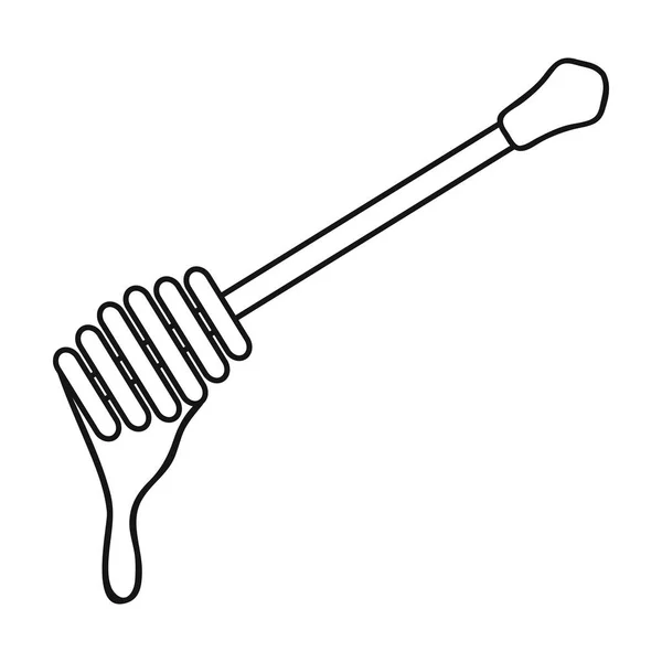 Icono del cazo de miel en estilo de contorno aislado sobre fondo blanco. Apairy símbolo stock vector ilustración — Vector de stock