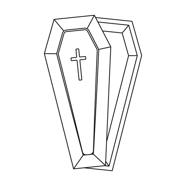 Trumna ikona stylu kontur na białym tle. Pogrzeb ceremonii symbol Stockowa ilustracja wektorowa. — Wektor stockowy