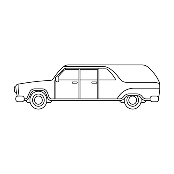 Icône de corbillard en style contour isolé sur fond blanc. Illustration vectorielle du symbole de cérémonie funéraire . — Image vectorielle