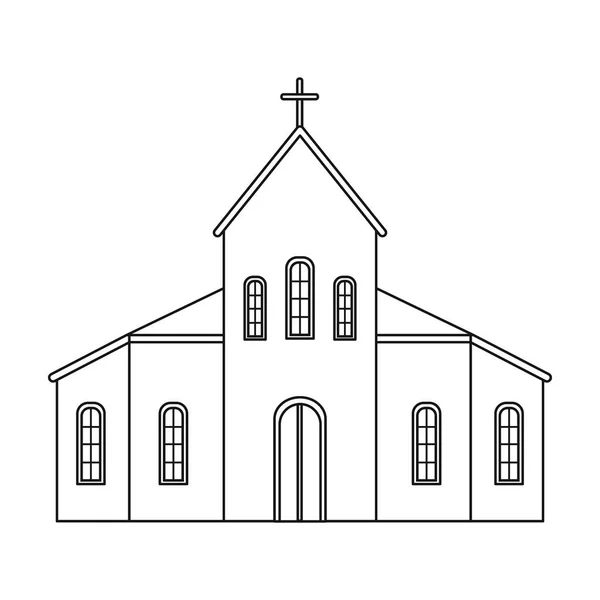 Icono de la iglesia en estilo de contorno aislado sobre fondo blanco. Funeral ceremonia símbolo stock vector ilustración . — Vector de stock