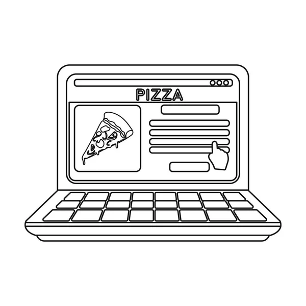 Online pizza ikona stylu kontur na białym tle. Pizza i pizzeria symbol Stockowa ilustracja wektorowa. — Wektor stockowy