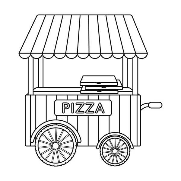 Ícone de carrinho de pizza em estilo esboço isolado no fundo branco. Pizza e pizzaria símbolo estoque vetor ilustração . — Vetor de Stock