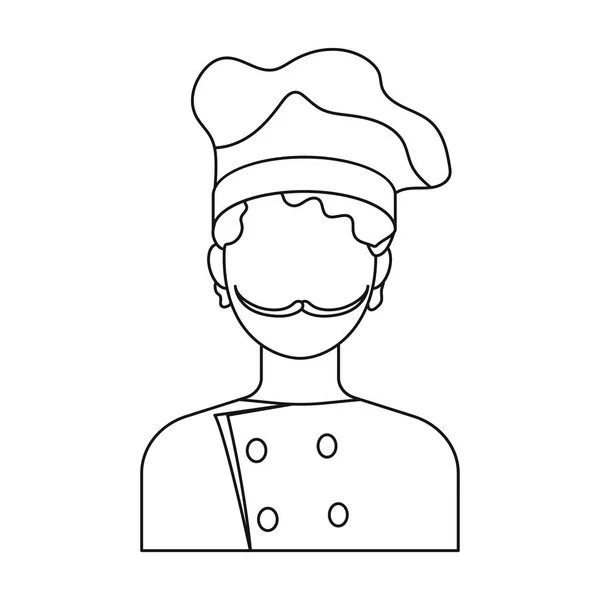 Kuchař ikona ve stylu osnovy izolovaných na bílém pozadí. Pizzerie a pizza symbol akcií vektorové ilustrace. — Stockový vektor