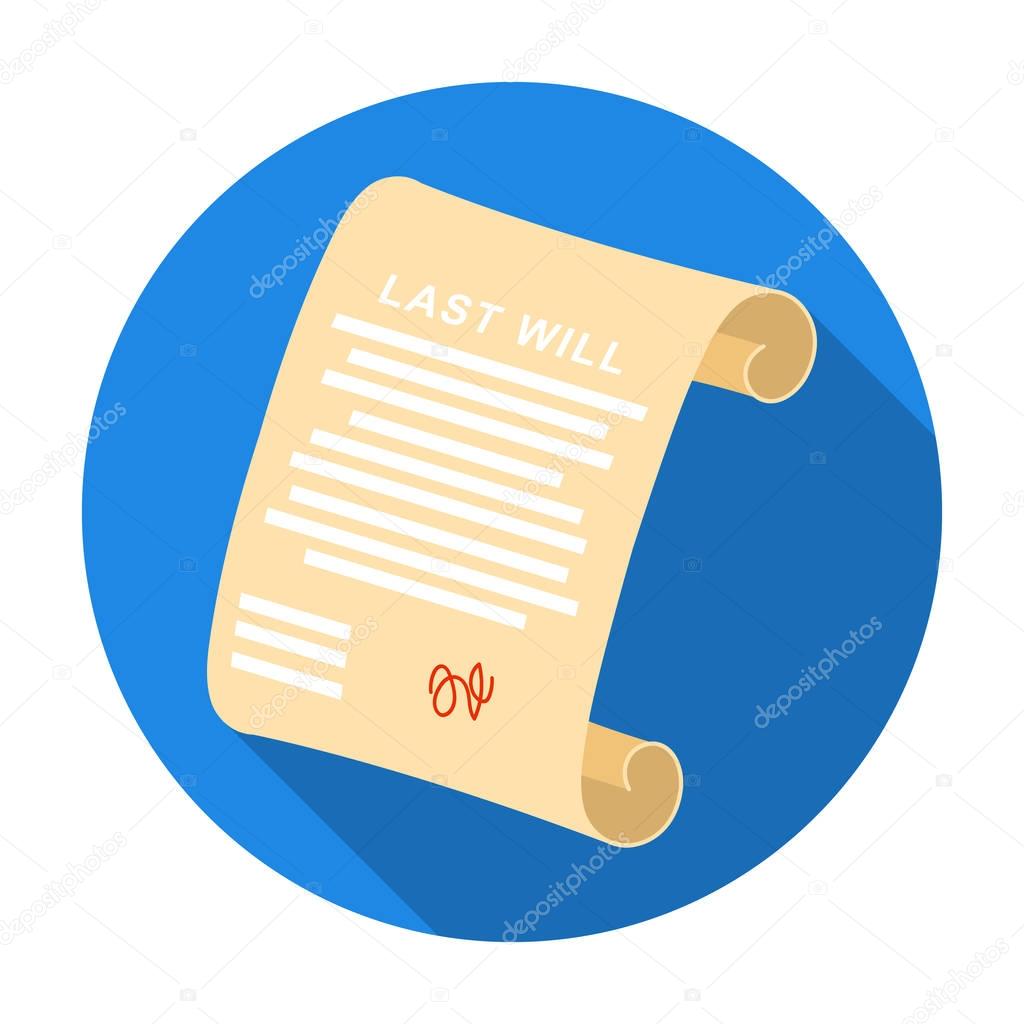Last will icon in flat design isolated on white background. Funeral ceremony symbol stock vector illustration.