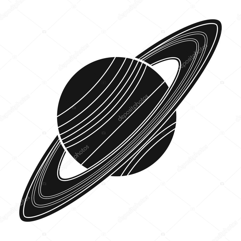 Saturn icon in black style isolated on white background. Planets symbol stock vector illustration.