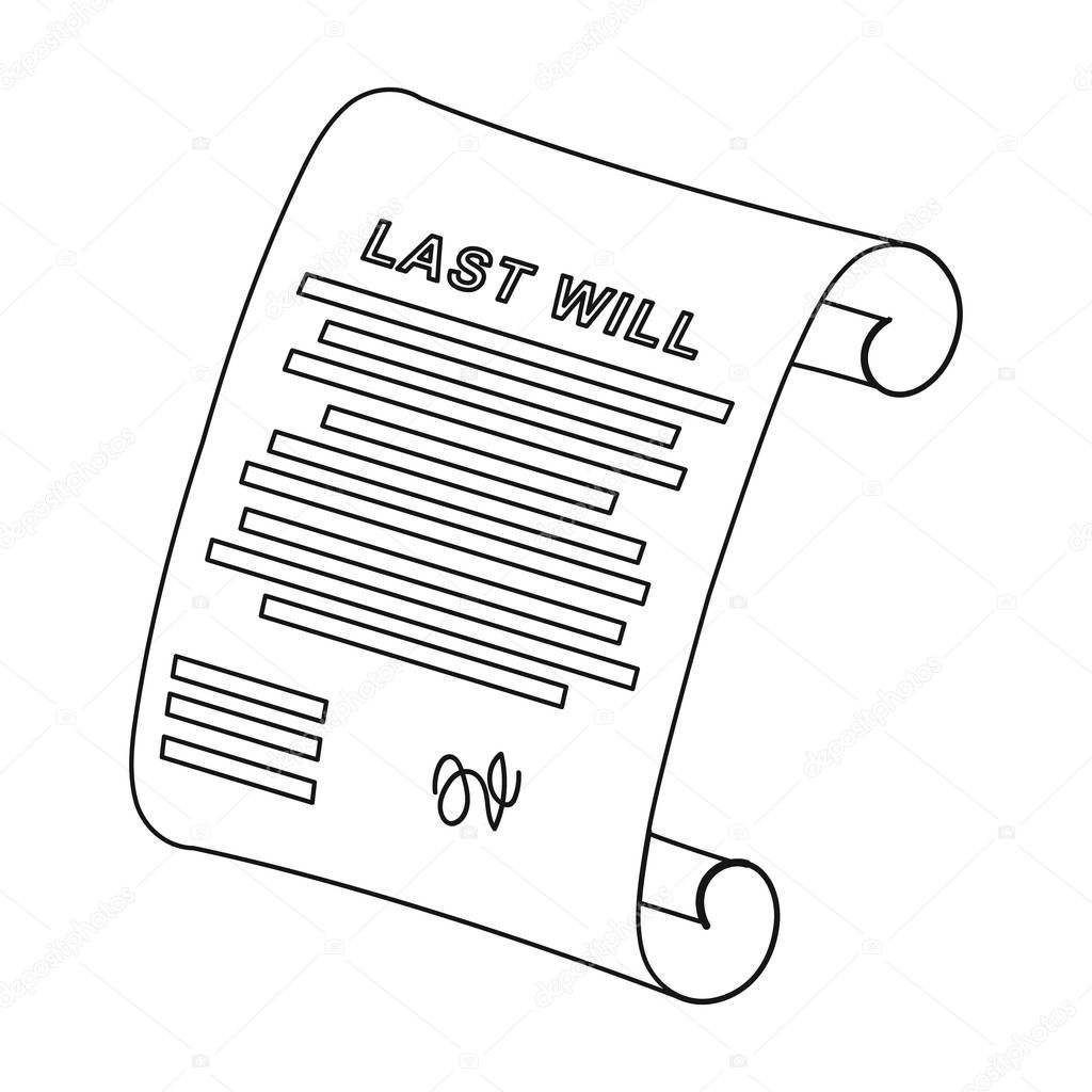 Last will icon in outline design isolated on white background. Funeral ceremony symbol stock vector illustration. - stock vector