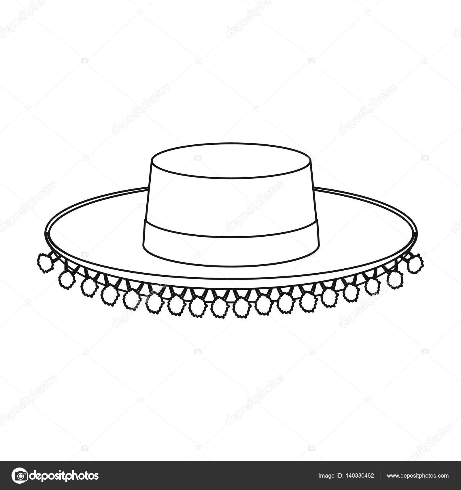 Traditionell spansk hatt ikonen i dispositionsformat isolerad på vit