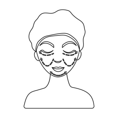 Estetik plastik ameliyat simgesi beyaz arka plan üzerinde izole anahat tarzı. Cilt Bakımı sembol stok vektör çizim.