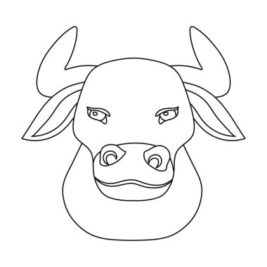 Boğa simgesi beyaz arka plan üzerinde izole anahat tarzı başkanı. İspanya ülke sembol stok vektör çizim.