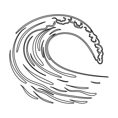 Dalga simgesi beyaz arka plan üzerinde izole anahat tarzı. Sörf sembol stok vektör çizim.