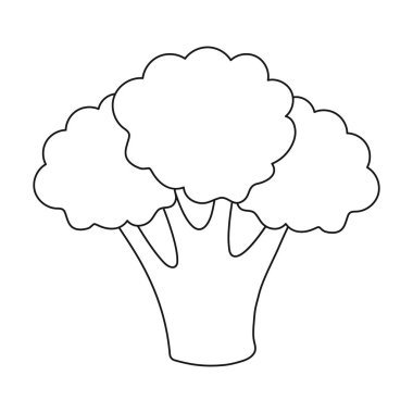 Brokoli simgesi anahat. Eko gıda anahat simgesinden sebze tek.