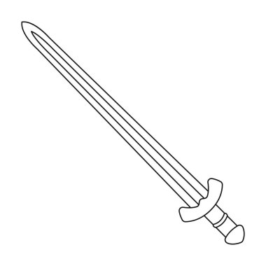 Viking kılıç simgesi beyaz arka plan üzerinde izole anahat tarzı. Vikingler sembol stok vektör çizim.