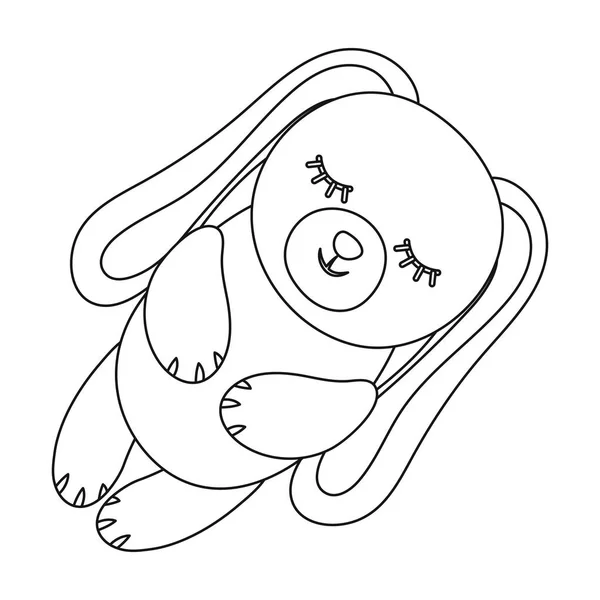 Zabawka królik ikona stylu kontur na białym tle. Sen i odpoczynek symbol Stockowa ilustracja wektorowa. — Wektor stockowy