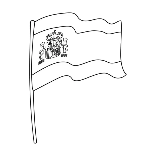 Flagga Spanien ikonen i dispositionsformat isolerad på vit bakgrund. Spanien land symbol lager vektorillustration. — Stock vektor