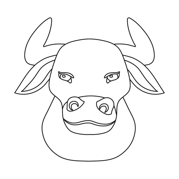 Tête d'icône de taureau dans le style de contour isolé sur fond blanc. Espagne pays symbole illustration vectorielle de stock . — Image vectorielle